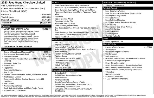 jeep grand cherokee 2023 1C4RJHBG7PC644777 image jeep grand cherokee 2023 1C4RJHBG7PC644777 image